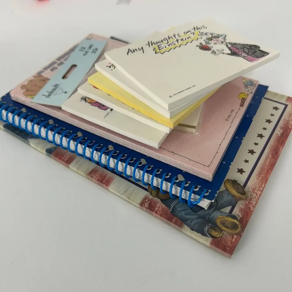 Vintage 80s Stationery Lot of 9 Hallmark Shoebox Sticky Notes Maxine Notepad